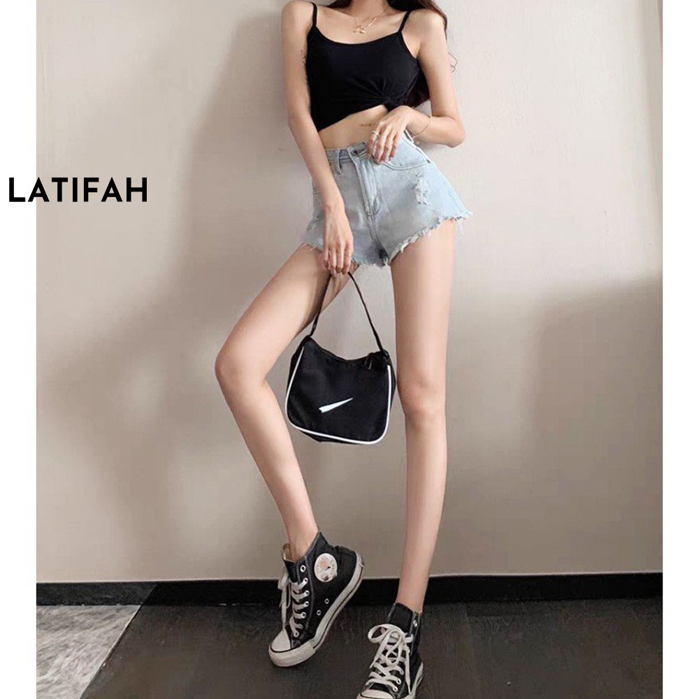 Quần short jeans nữ LATIFAH tua lai trơn QS029 phong cách hàn quốc