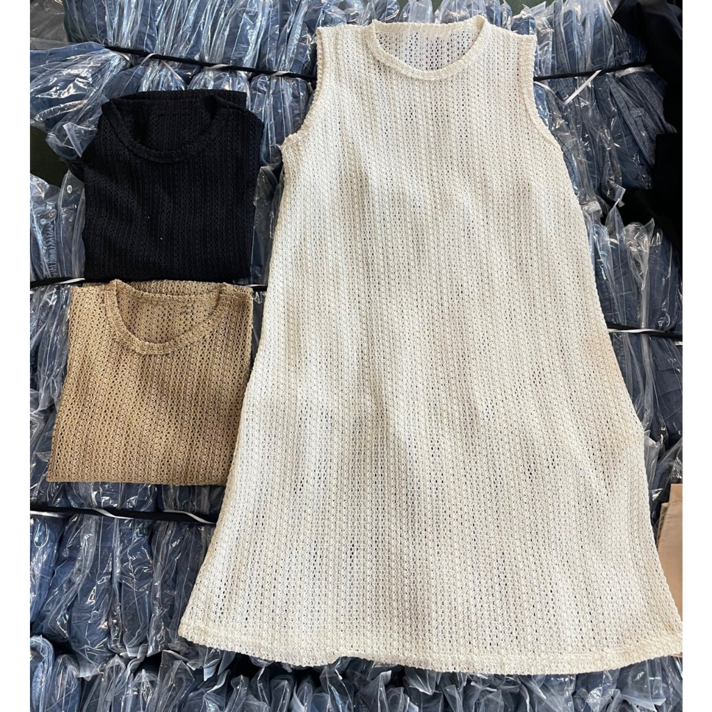 Váy lưới suông ba lỗ dệt kim cổ tròn DORITA BOUTIQUE