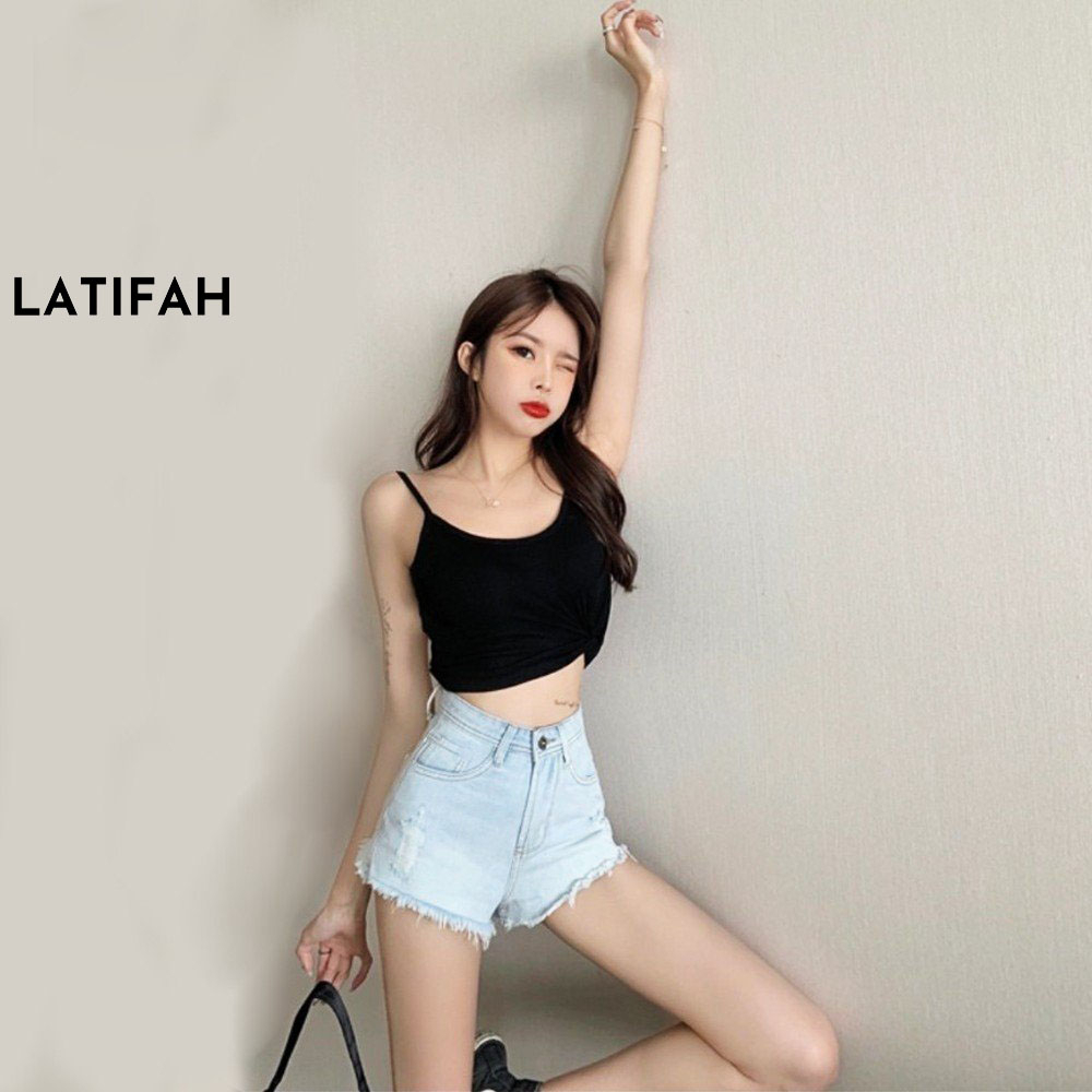 Quần short jeans nữ LATIFAH tua lai trơn QS029 phong cách hàn quốc