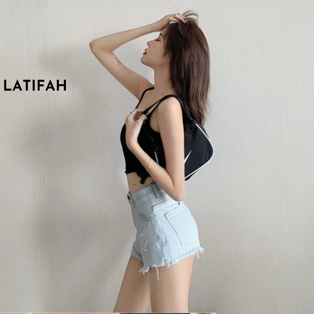 Quần short jeans nữ LATIFAH tua lai trơn QS029 phong cách hàn quốc