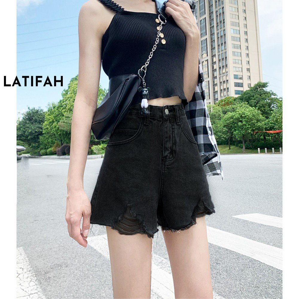 Quần short jeans nữ LATIFAH tua lai trơn QS010 phong cách hàn quốc