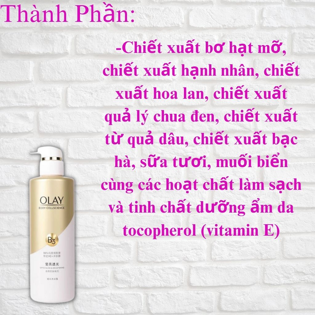 Sữa Tắm Olay B3 + Vitamin C Giúp Dưỡng Trắng Da Cấp Ẩm Cho Da Chai 500Ml