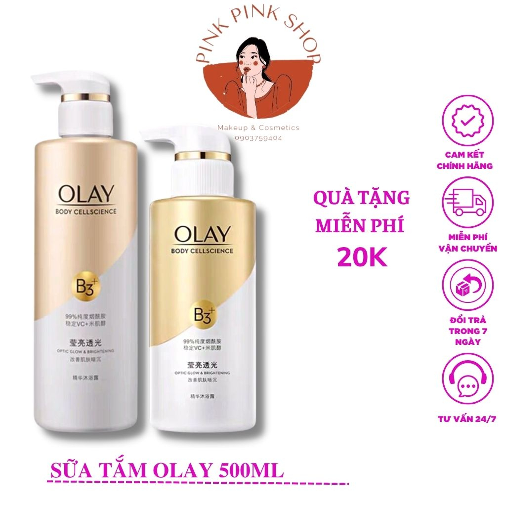 Sữa Tắm Olay B3 + Vitamin C Giúp Dưỡng Trắng Da Cấp Ẩm Cho Da Chai 500Ml