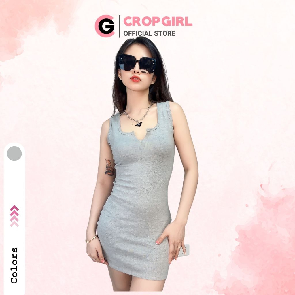 Đầm body đơn giản CROPGIRL, cổ chữ v tôn vòng 1 siêu gợi cảm