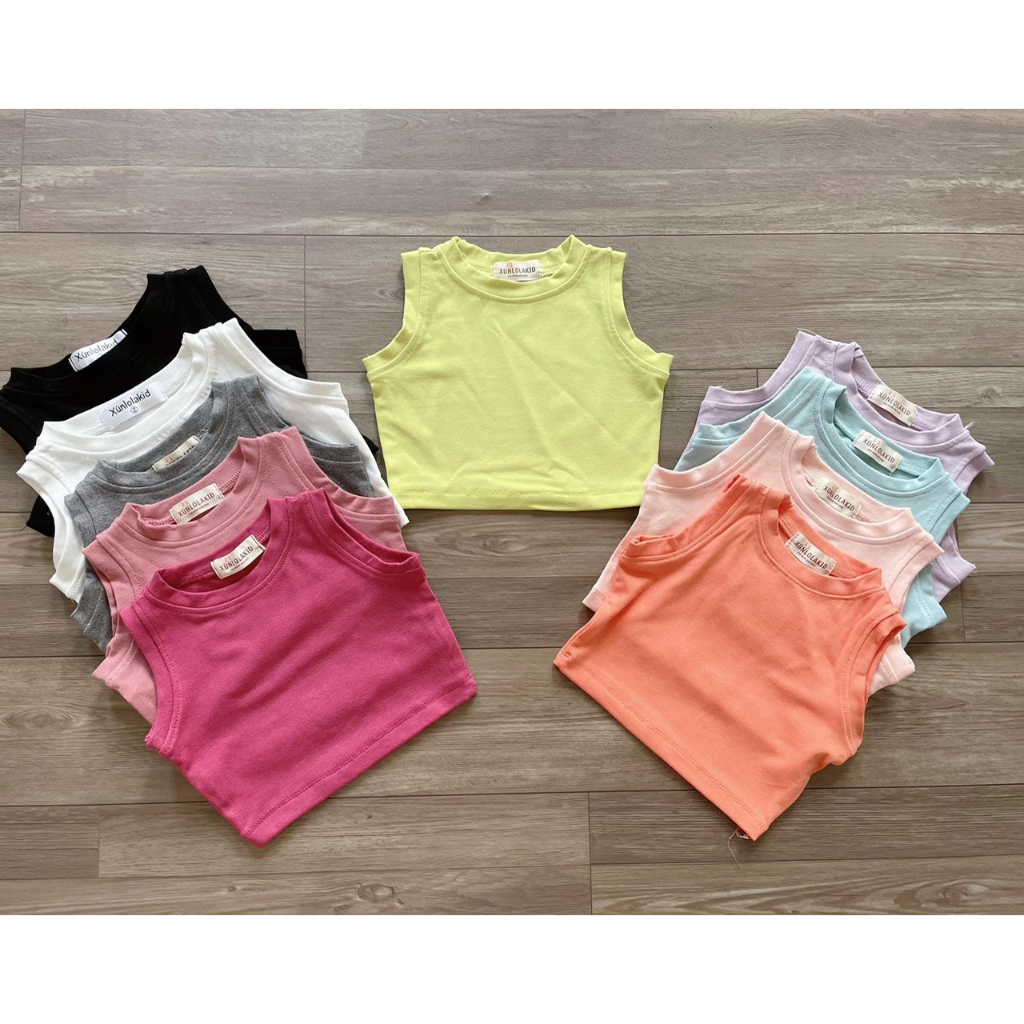 Áo Croptop Sát Nách Cho Bé Gái Vải Cotton siêu co dãn, thấm hút mồ hôi hàng thiết kế Xún Lolakids