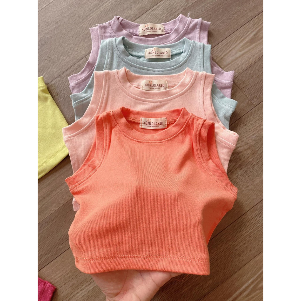 Áo Croptop Sát Nách Cho Bé Gái Vải Cotton siêu co dãn, thấm hút mồ hôi hàng thiết kế Xún Lolakids