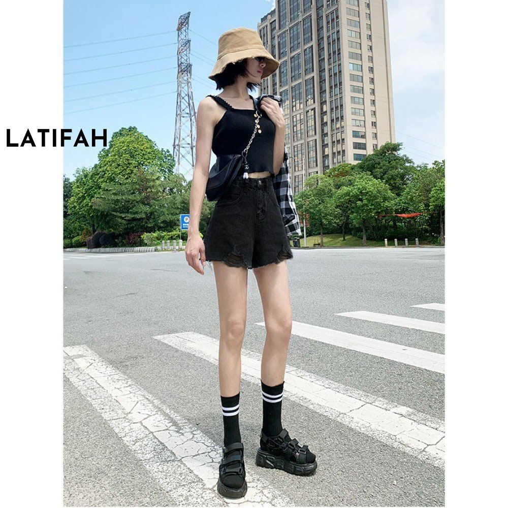 Quần short jeans nữ LATIFAH tua lai trơn QS010 phong cách hàn quốc