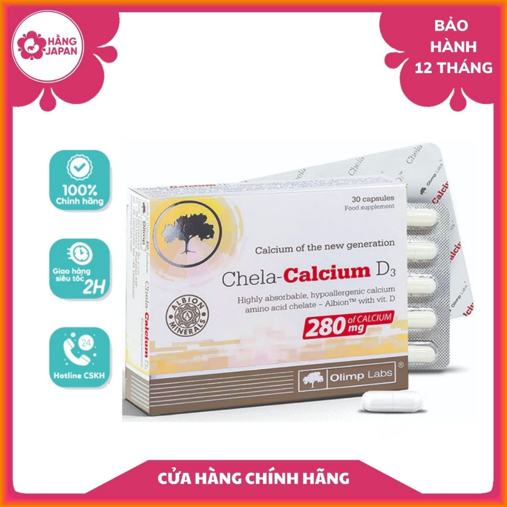 Canxi Chela Calcium D3 cho mẹ bầu bổ sung canxi và vitamin D3 36.6g ( Olimp labs)
