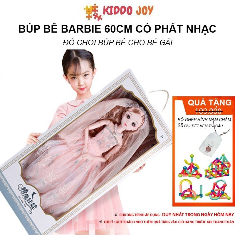 Búp Bê Barbie Cao 60cm Có Nhạc Tặng Kèm Phụ Kiện Và Hộp Sang Trọng, Đồ Chơi Búp Bê Cho Bé Gái Siêu