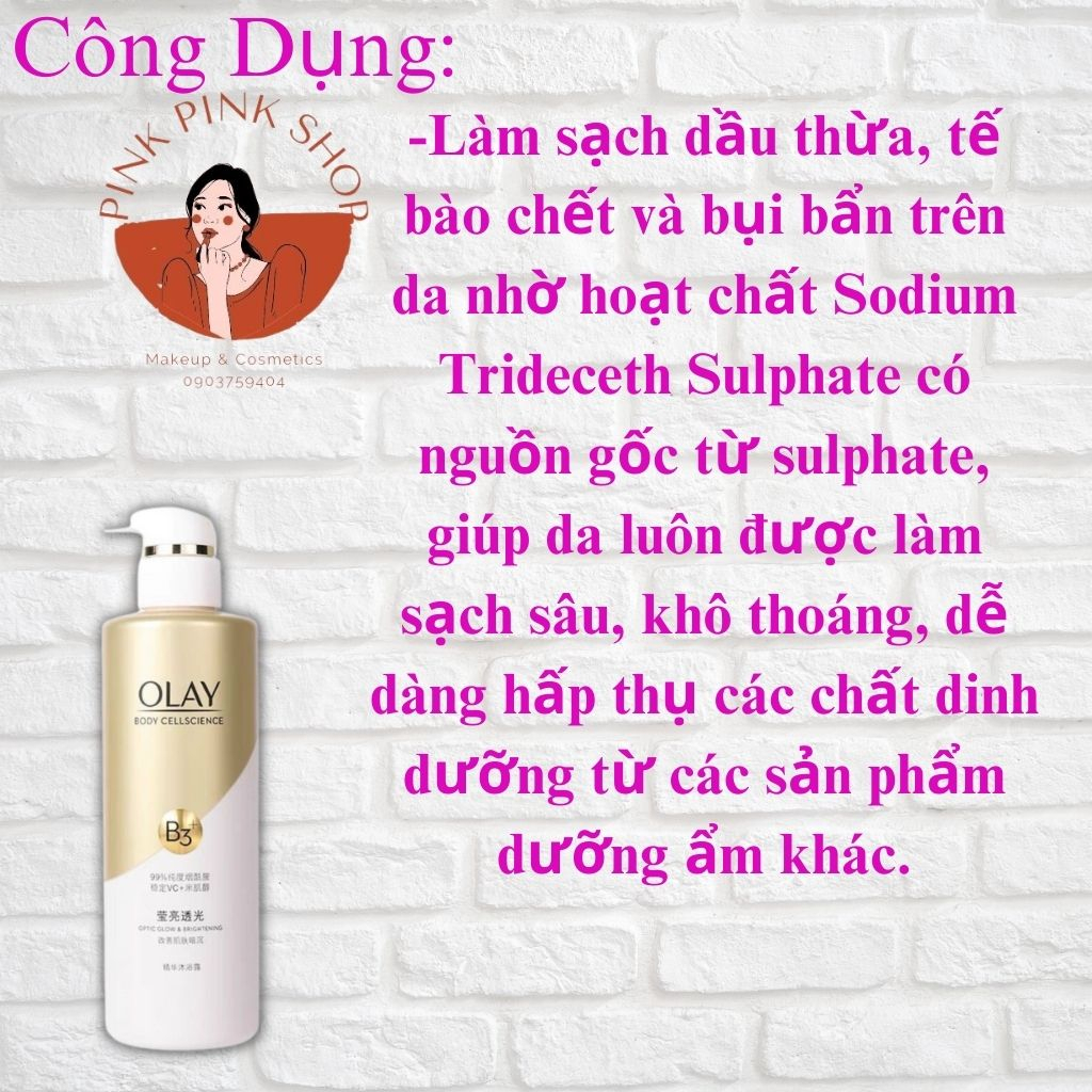 Sữa Tắm Olay B3 + Vitamin C Giúp Dưỡng Trắng Da Cấp Ẩm Cho Da Chai 500Ml