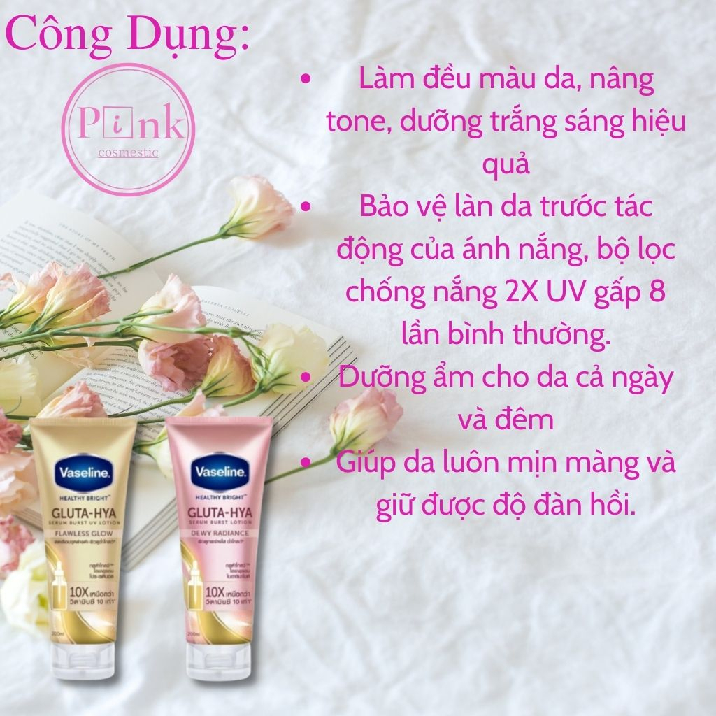 Dưỡng Thể VASELINE X10 Healthy Bright Gluta HYA 330Ml