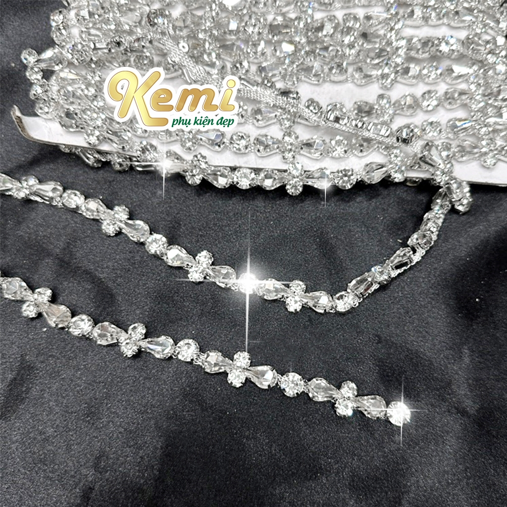 Dây đá pha lê cao cấp đính kết thời trang  - phụ kiện thời trang váy áo đầm