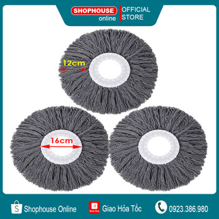 Bông lau nhà xoay 360 sợi cotton siêu thấm hút, lau khô nhanh