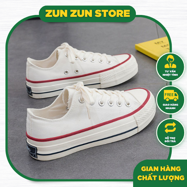 Giày cv cổ thấp 1970s dáng thể thao nữ full box, giày học sinh vải canvas đế bằng viền đỏ - Hottrend 2023