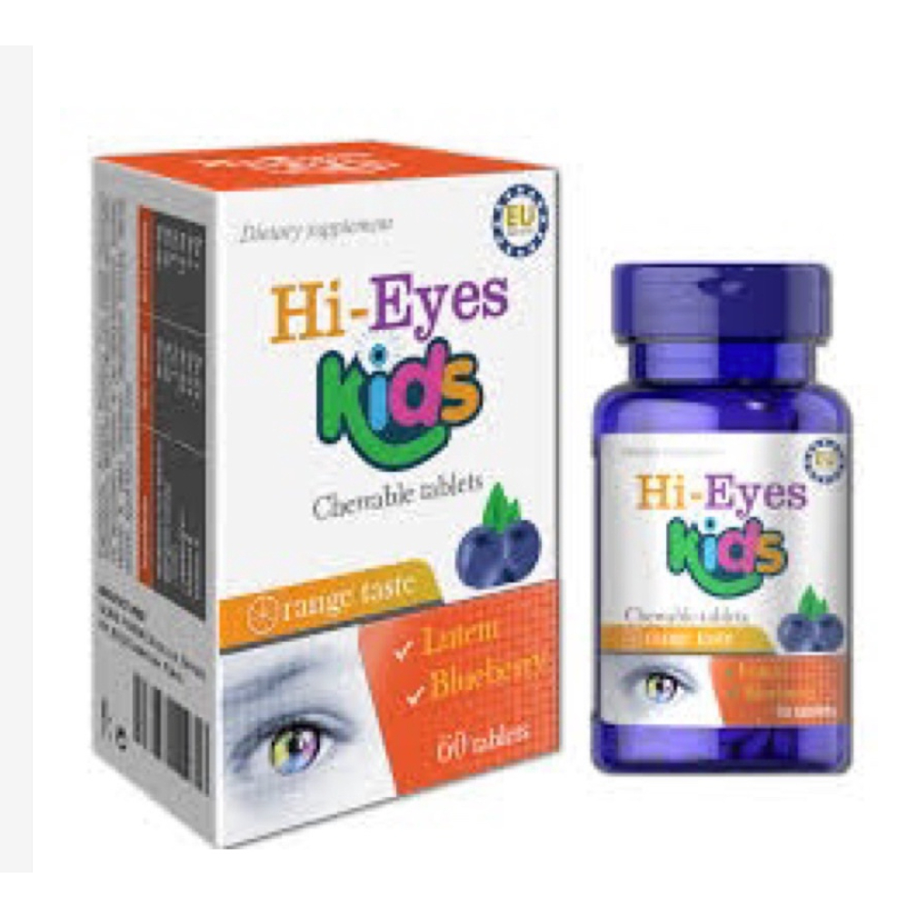 Viên nhai bổ mắt Hi - Eyes Kids. Hạn chế tình trạng suy giảm thị lực, bảo vệ mắt - Nhập khẩu chính hãng [ Hộp 60 viên ]