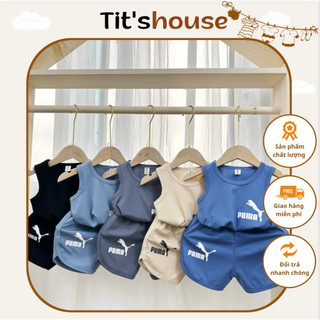 Set bộ cotton thể thao áo sát nách quần đùi thấm hút mồ hôi cho bé trai T015