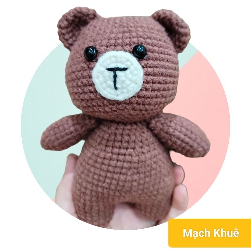 Tặng chậu hoa mini khi mua 2 sản phẩm gấu nâu, heo hồng bằng len handmade