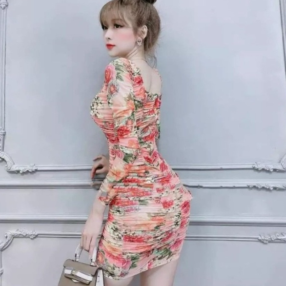 ĐẦM NỮ BODY TAY DÀI NHÚN THÂN (CÓ MÚT NGỰC) THUN DẺO SANG TRỌNG DN0030 TPHCM