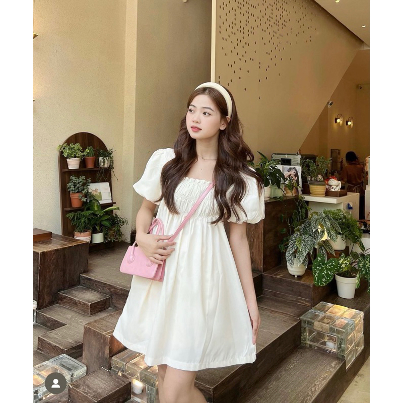 Set áo babydoll tay bồng chun ngực dáng giấu quần kèm quần sooc, Set Đầm tay phồng nữ RANDOMLIST ( sẵn) | BigBuy360 - bigbuy360.vn