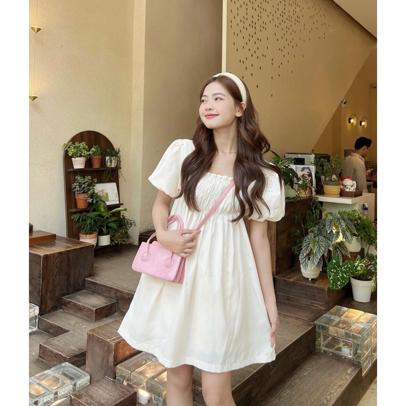 Set áo babydoll tay bồng chun ngực dáng giấu quần kèm quần sooc, Set Đầm tay phồng nữ RANDOMLIST ( sẵn) | BigBuy360 - bigbuy360.vn