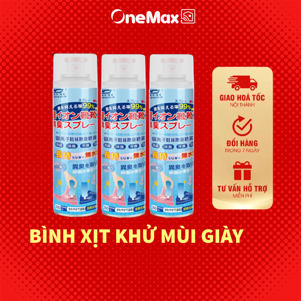 Chai xịt khử mùi giày ONEMAX - Giúp khử mùi hôi chân nano bạc diệt khuẩn, hết mùi tất chân, vớ chân