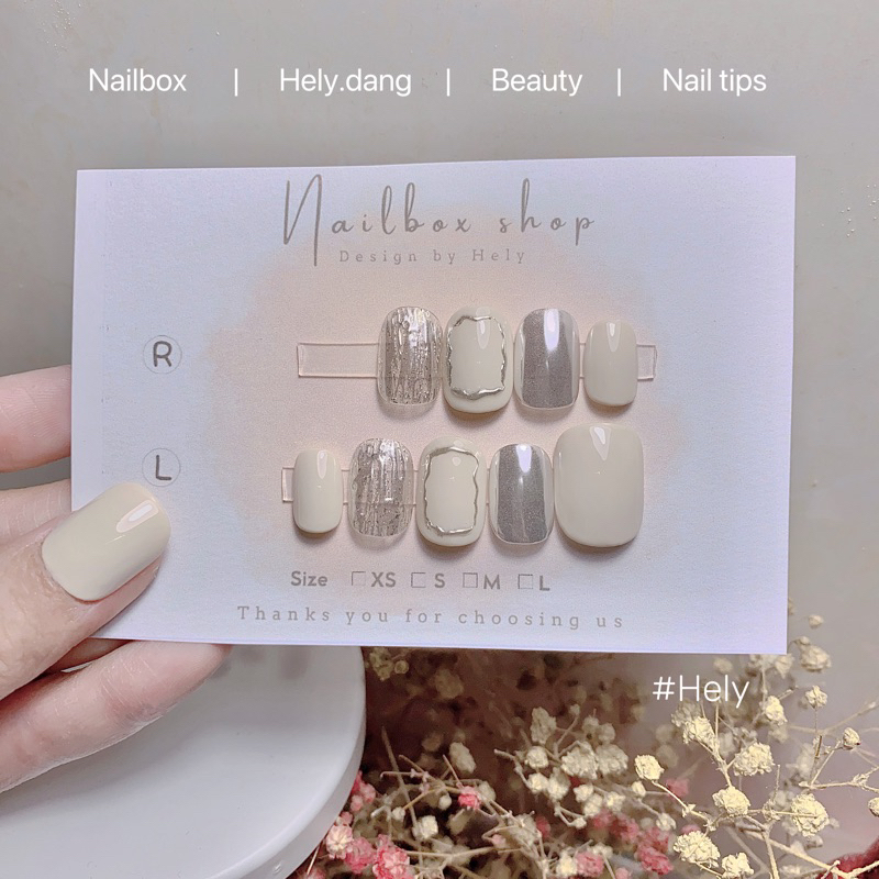 Nailbox Hely.Dang - Móng tay giả ánh kim vàng, bạc, nhũ tông lạnh dành cho da ngăm