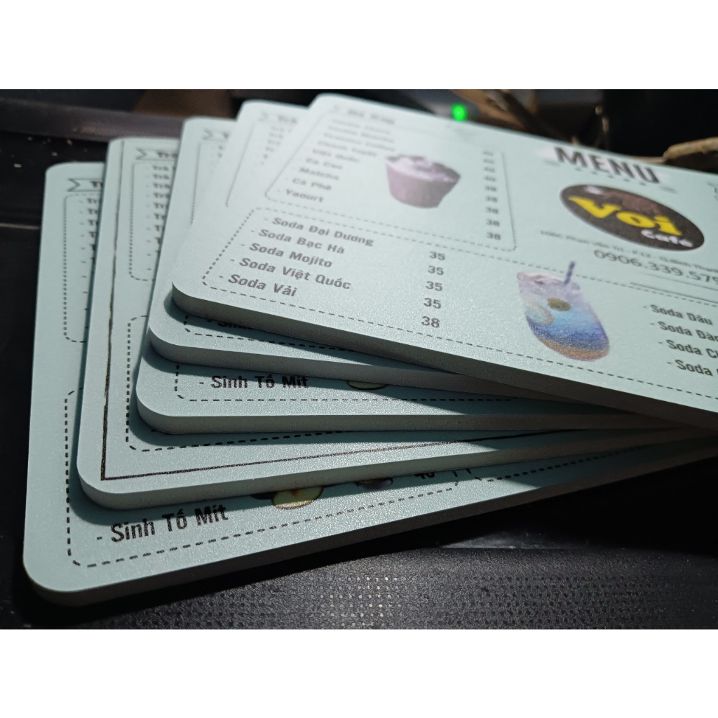 Menu bồi lõi nhựa  - Gửi file in