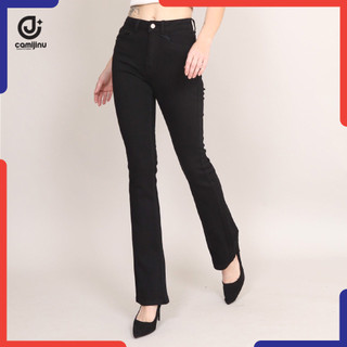 Quần jeans nữ loe dáng dài - cạp cao - dáng dài - hách dáng - màu đen - thương hiệu jeans camijinu