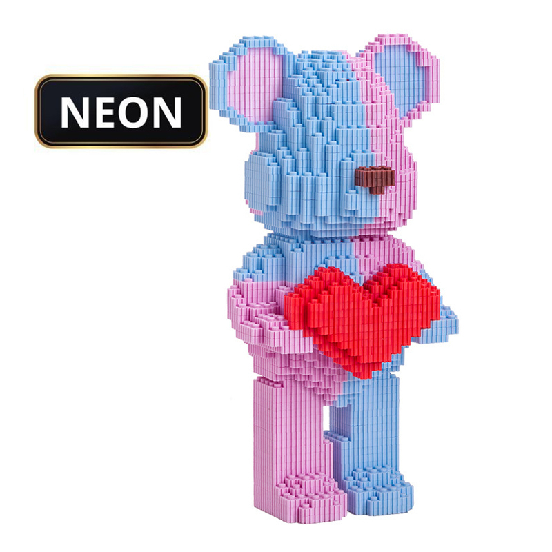 Mô hình lắp ráp gấu lego bearbrick 35cm NEON đồ chơi xếp hình hình chú gấu bằng nhựa ABS cao cấp