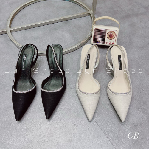 Giày cao gót sandal mũi bít viền đá lấp lánh đi tiệc