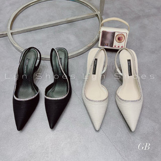 Giày cao gót sandal mũi bít viền đá lấp lánh đi tiệc, giày cao gót 7p
