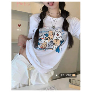 Ao cotton in hình cún freesize cho các nàng mùa hè