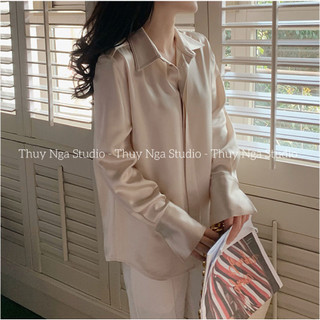 Áo Sơ Mi Lụa 𝗧𝗛𝗨𝗬 𝗡𝗚𝗔 𝗦𝗧𝗨𝗗𝗜𝗢 Thiết Kế Basic Chất Lụa Cao Cấp