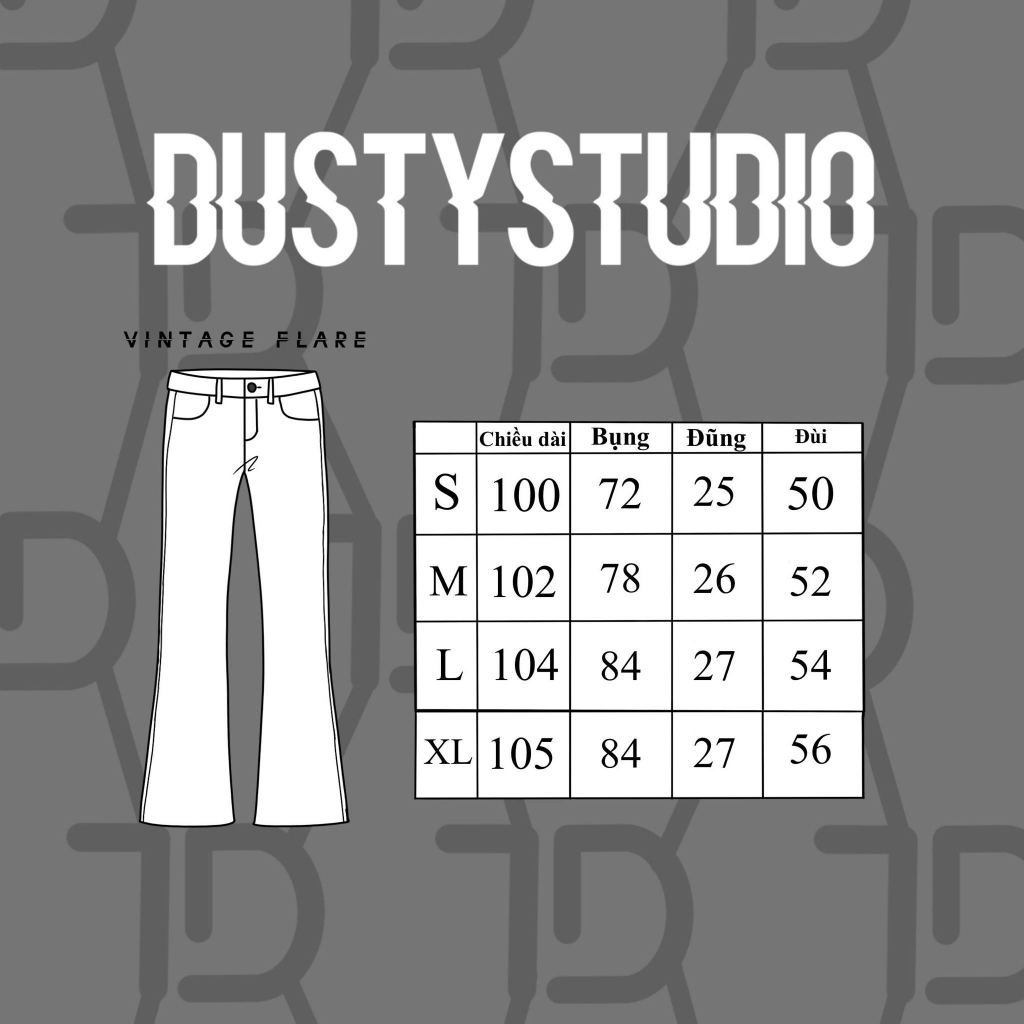 Quần jean loe nam nữ DUSTYSTUDIO màu dirt wash chất liệu jeans cotton cao cấp mềm mại,thông thoáng