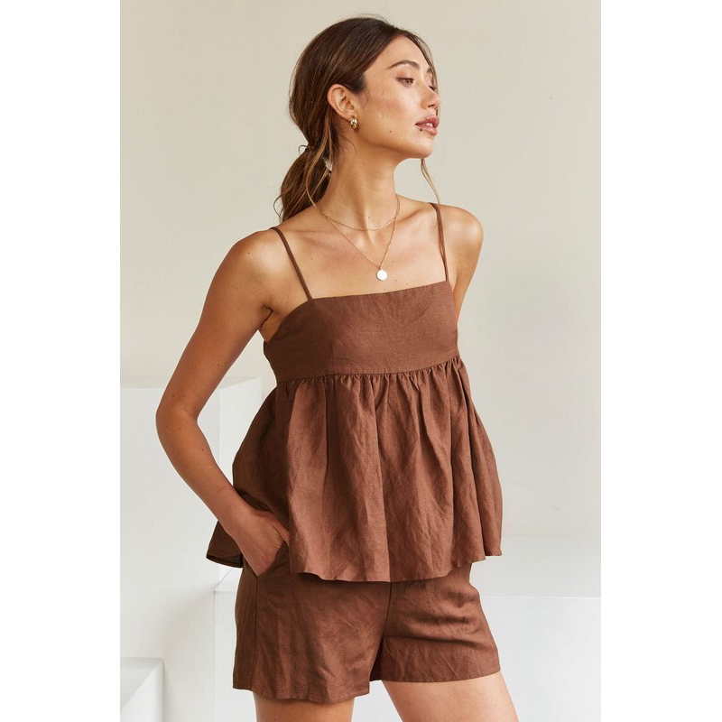 Set shorts áo dây cột nơ sau🎀