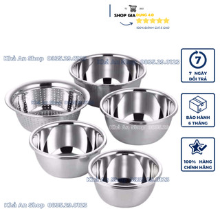 Bộ 5 món chậu rổ inox 304 cao cấp xuất Nhật