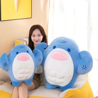 Thú nhồi bông cá mập xanh cơ bắp 40cm