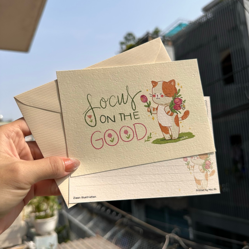 Postcard, Thiệp Chúc Dễ Thương "GIẤY MỸ THUẬT" Tặng Kèm Bì Thư