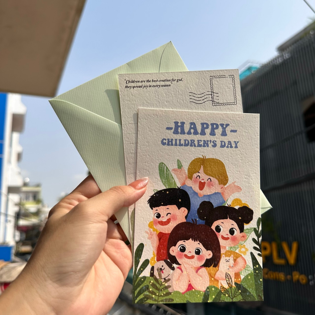 Postcard, Thiệp Chúc Dễ Thương "GIẤY MỸ THUẬT" Tặng Kèm Bì Thư