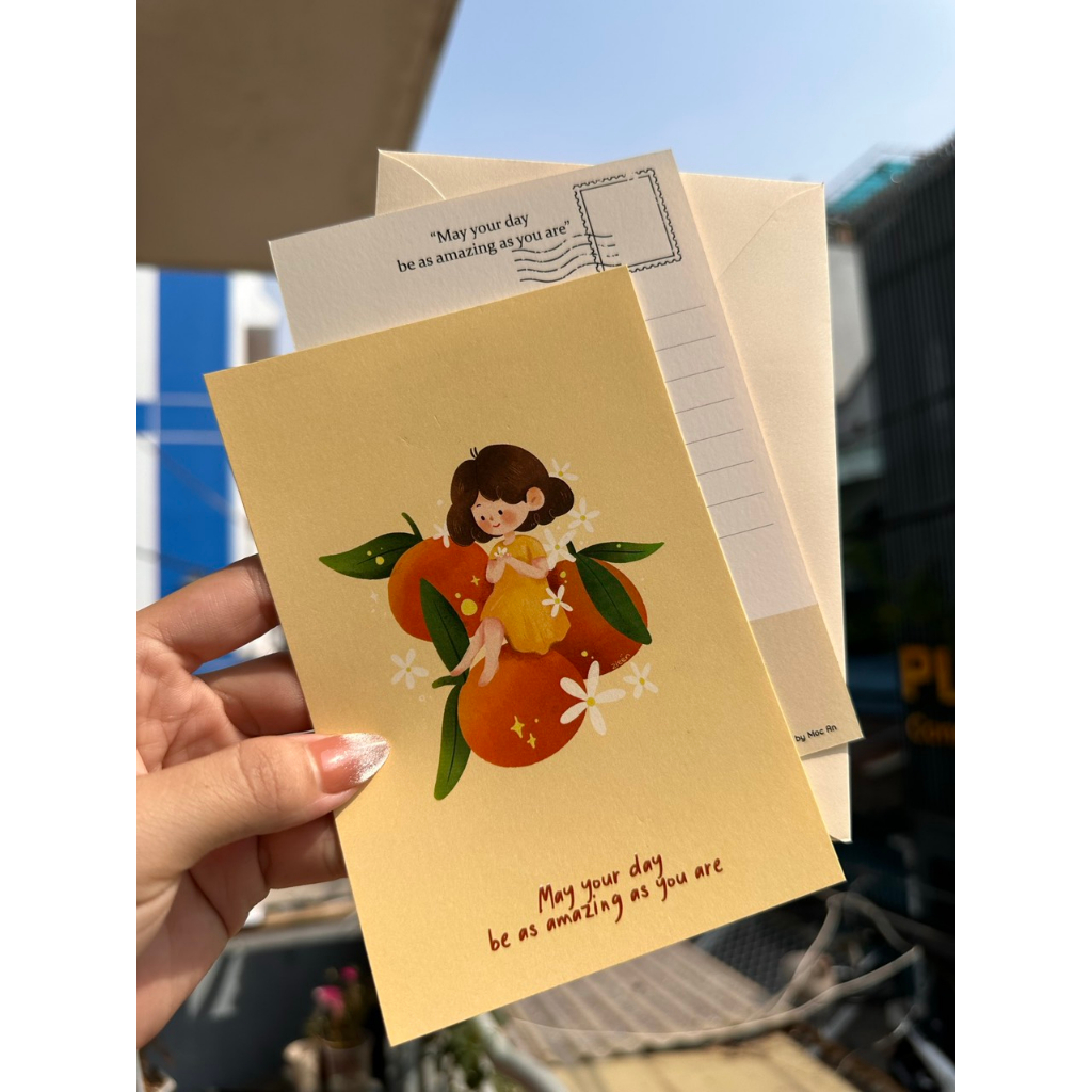 Postcard, Thiệp Chúc Dễ Thương "GIẤY MỸ THUẬT" Tặng Kèm Bì Thư
