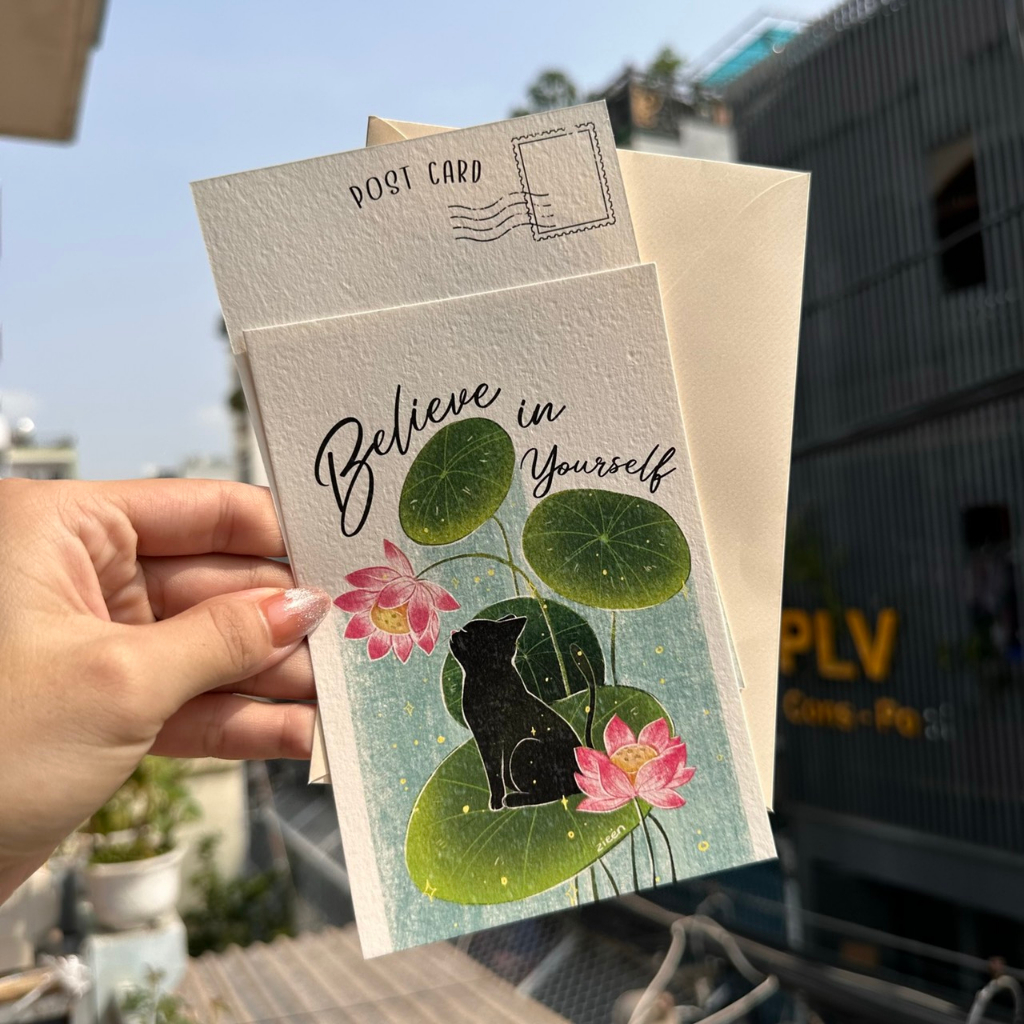 Postcard, Thiệp Chúc Dễ Thương "GIẤY MỸ THUẬT" Tặng Kèm Bì Thư