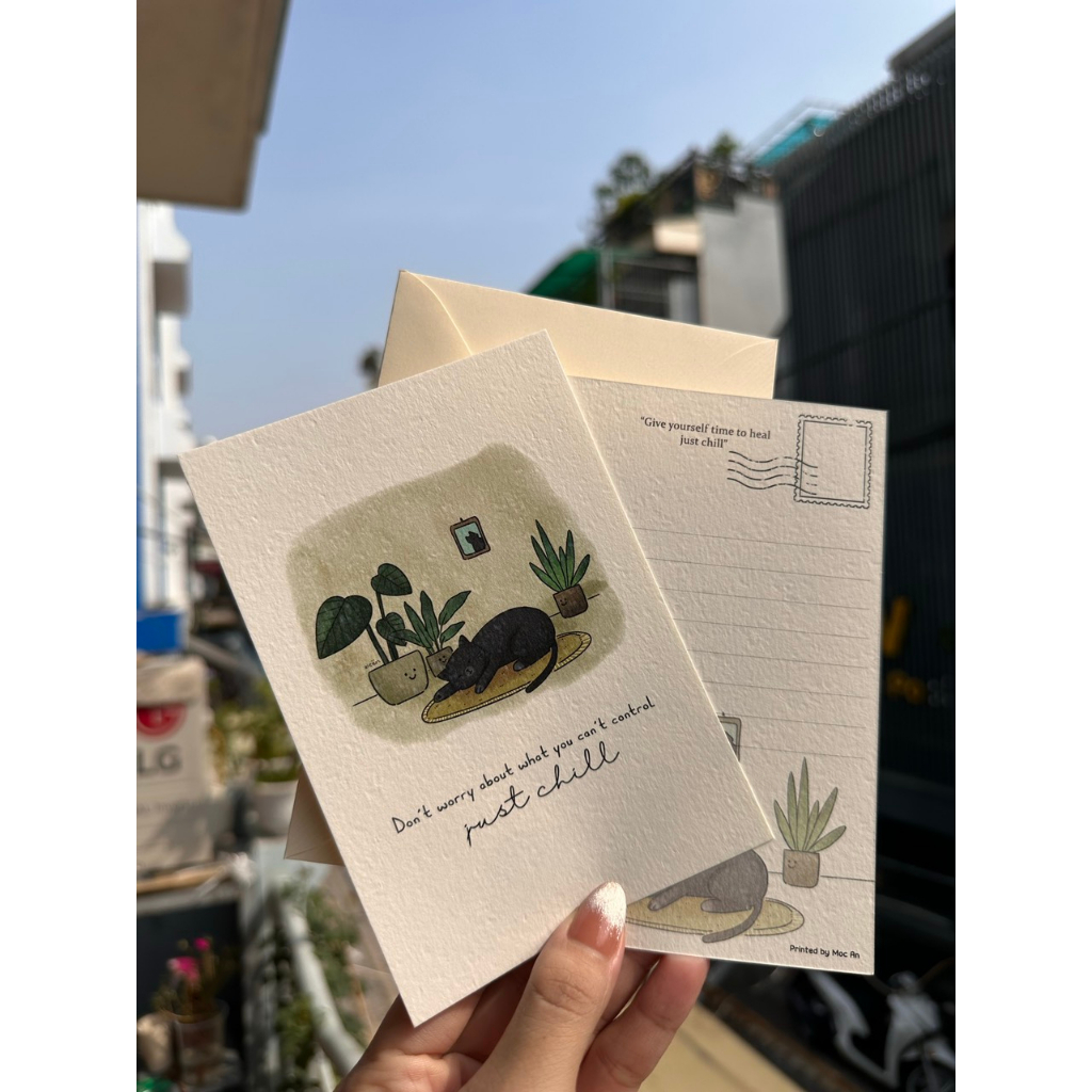 Postcard, Thiệp Chúc Dễ Thương "GIẤY MỸ THUẬT" Tặng Kèm Bì Thư