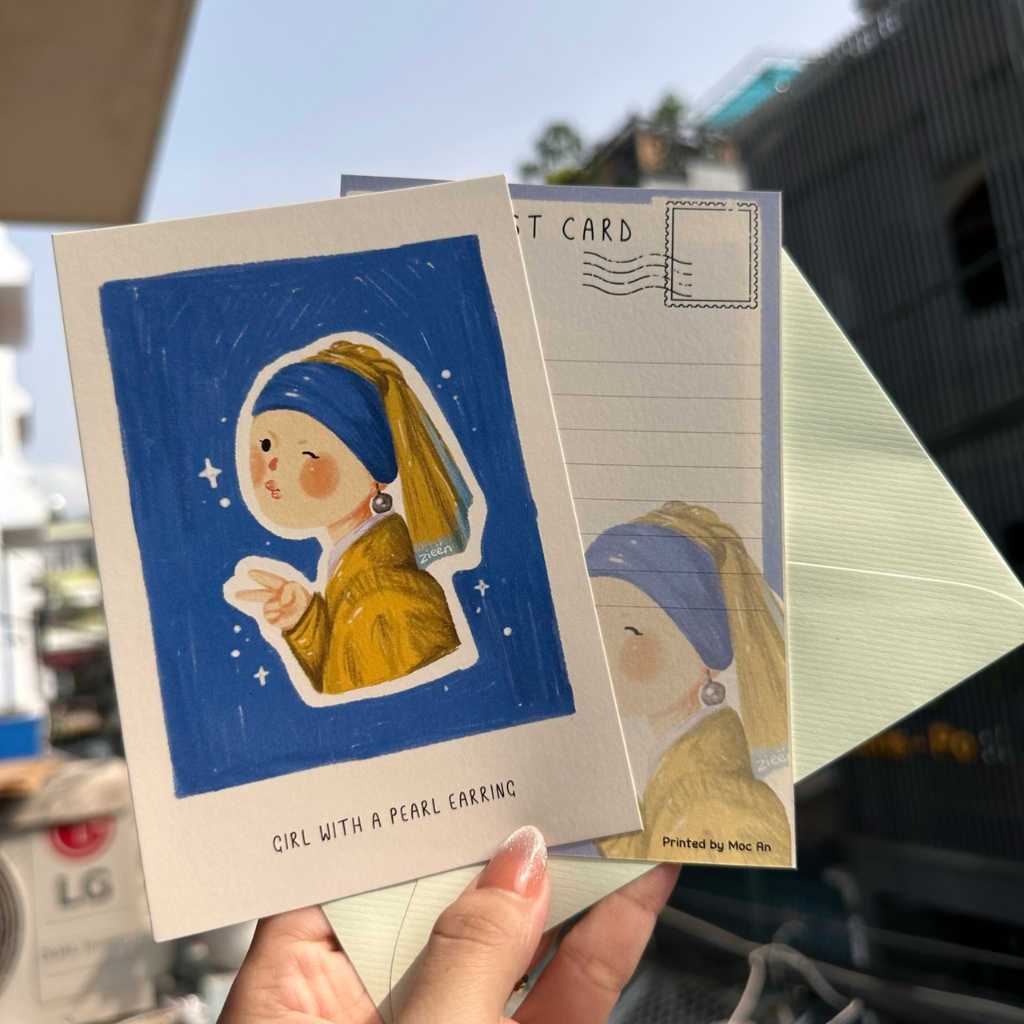 Postcard, Thiệp Chúc Dễ Thương "GIẤY MỸ THUẬT" Tặng Kèm Bì Thư