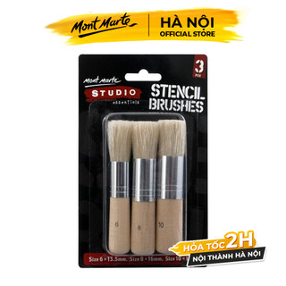 Bộ cọ vẽ đầu tròn, cọ vẽ Stencil Brushes set 3 cây Mont Marte