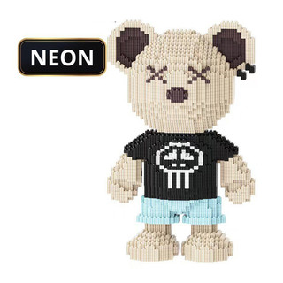 Lego bearbrick 38cm NEON lắp ráp mô hình đồ chơi lắp ghép hình gấu đẹp dễ thương
