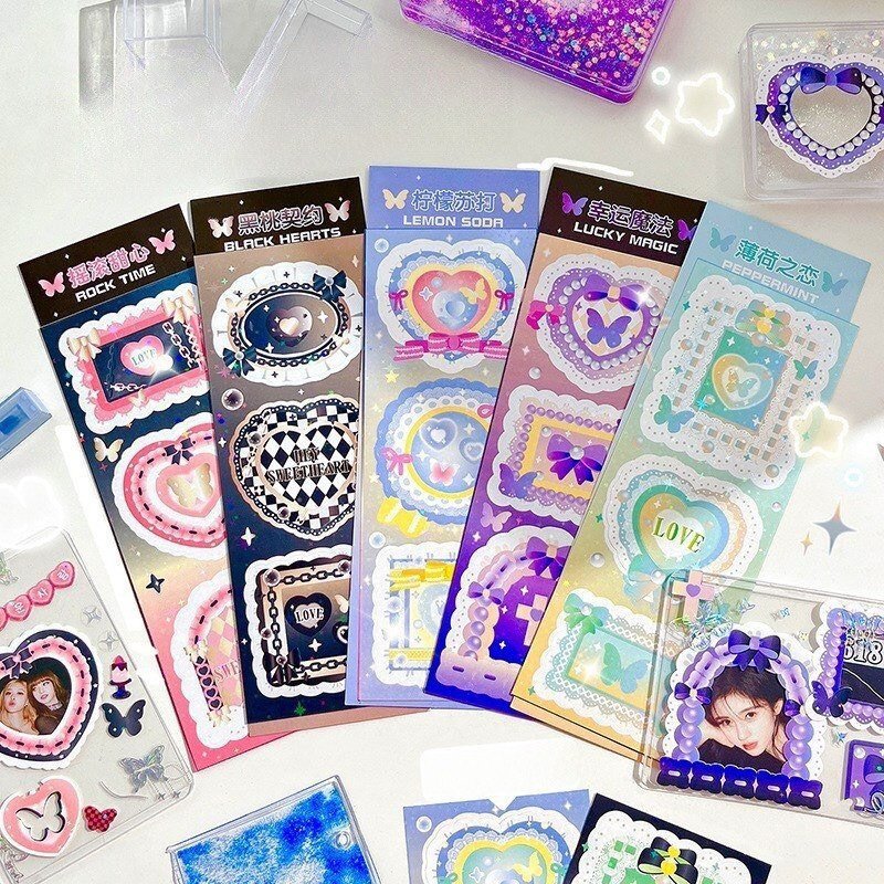 Set 2 Tấm Hình Dán Sticker Khung Ảnh Siêu Cute Trang Trí Sổ ĐT Ảnh Card Idol BP BTS