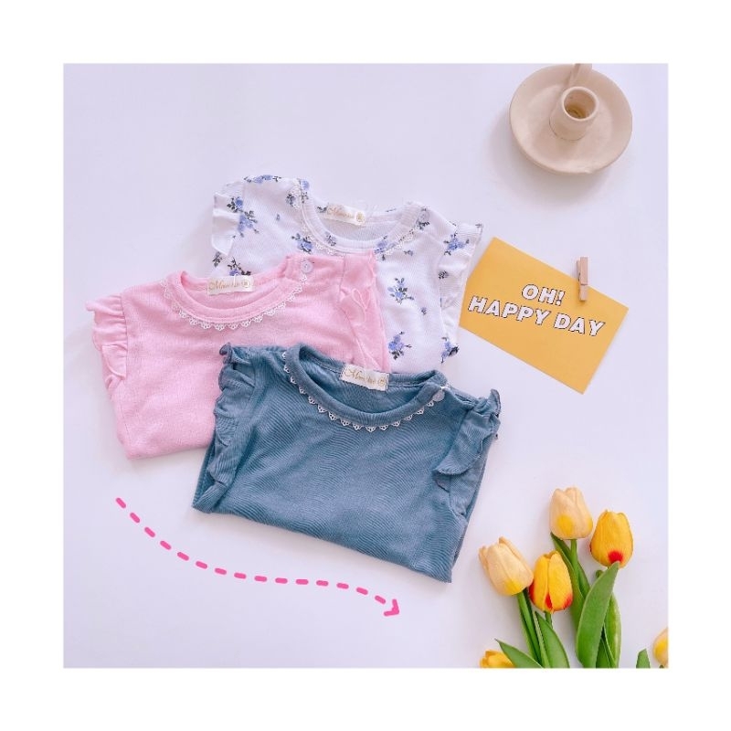 Bộ Cotton Thông Hơi Miwoo Phối Bèo Mặc Điều Hòa Bé Gái