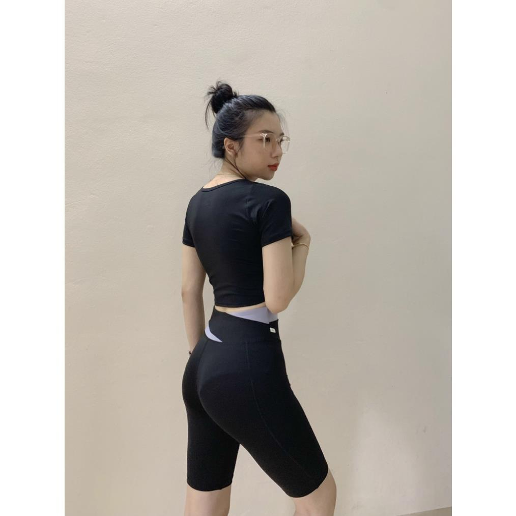 Bộ Quần Áo Tập Gym Yoga Nữ Phối 2 Màu, Set Thể Thao Yoga, Erobic Nữ - Vải Dày,Co Giãn, Thấm Hút -Ng08