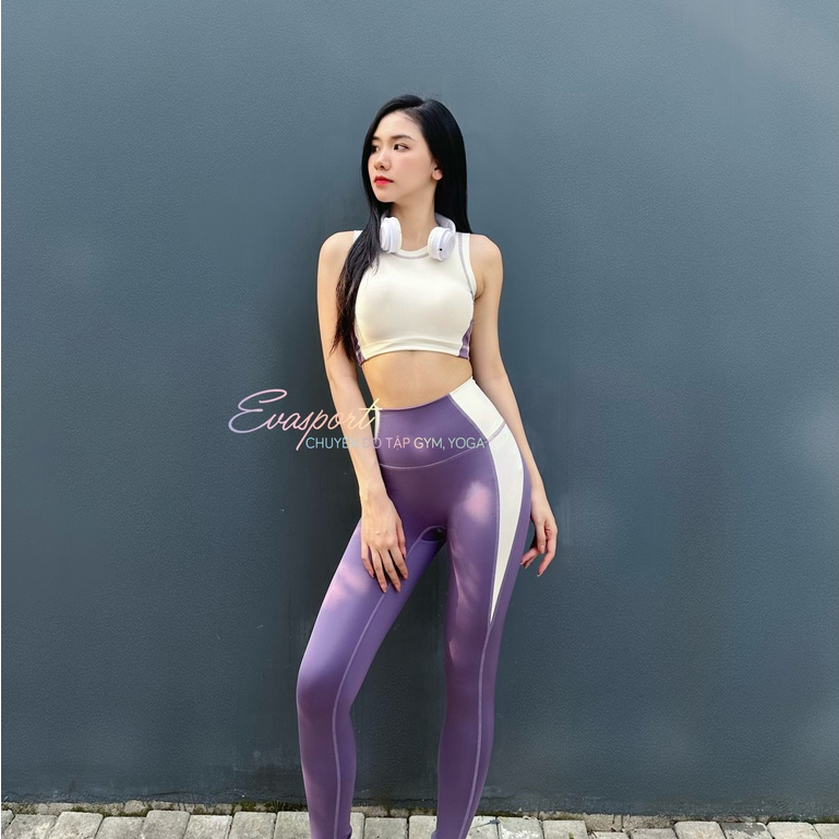 Bộ Tập Gym Yoga Erobic Nữ Dài Tay, Set Áo Cộc Dây Chéo Hở Lưng Phối Quần Dài, Siêu Háck Dáng D16/BH01-Chất Vải Co Giãn