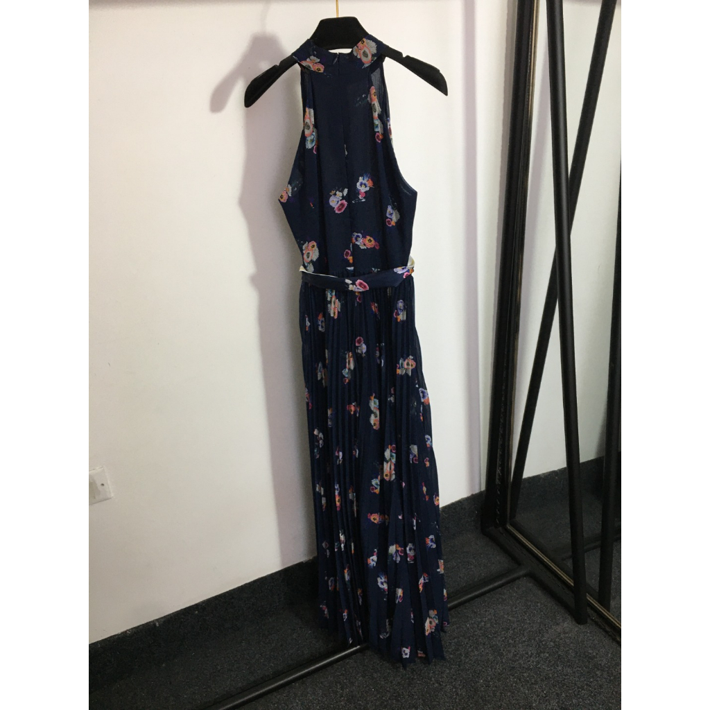 Váy lụa xếp ly nữ không tay Zimmermann thắt nơ cá tính